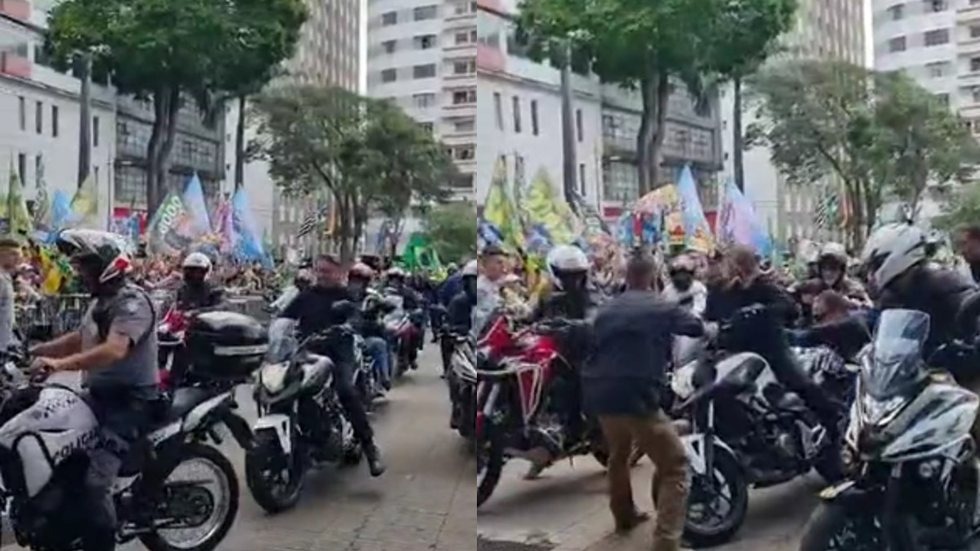 Sem capacete, Bolsonaro quase bate e cai de moto no final de “motociata” em Sorocaba; tudo em vídeo